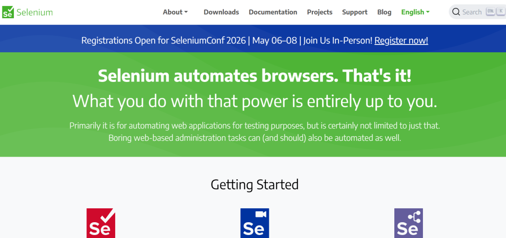 Agile Test Automation: Beginner’s Guide to Tools, Skills and Career Path (2026) 1 Selenium